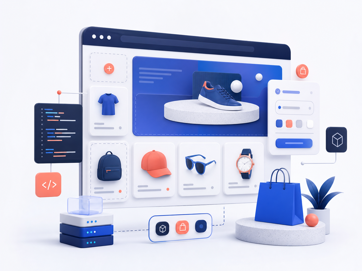 Ilustración de una tienda online desarrollada a medida